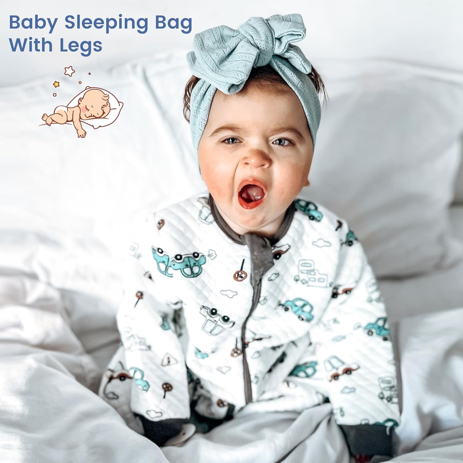 ZIGJOY Saco de dormir para bebé con pies y cremallera en la cadera de 1.5 TOG, manta de vestir 100% algodón para todas las estaciones, pijamas para