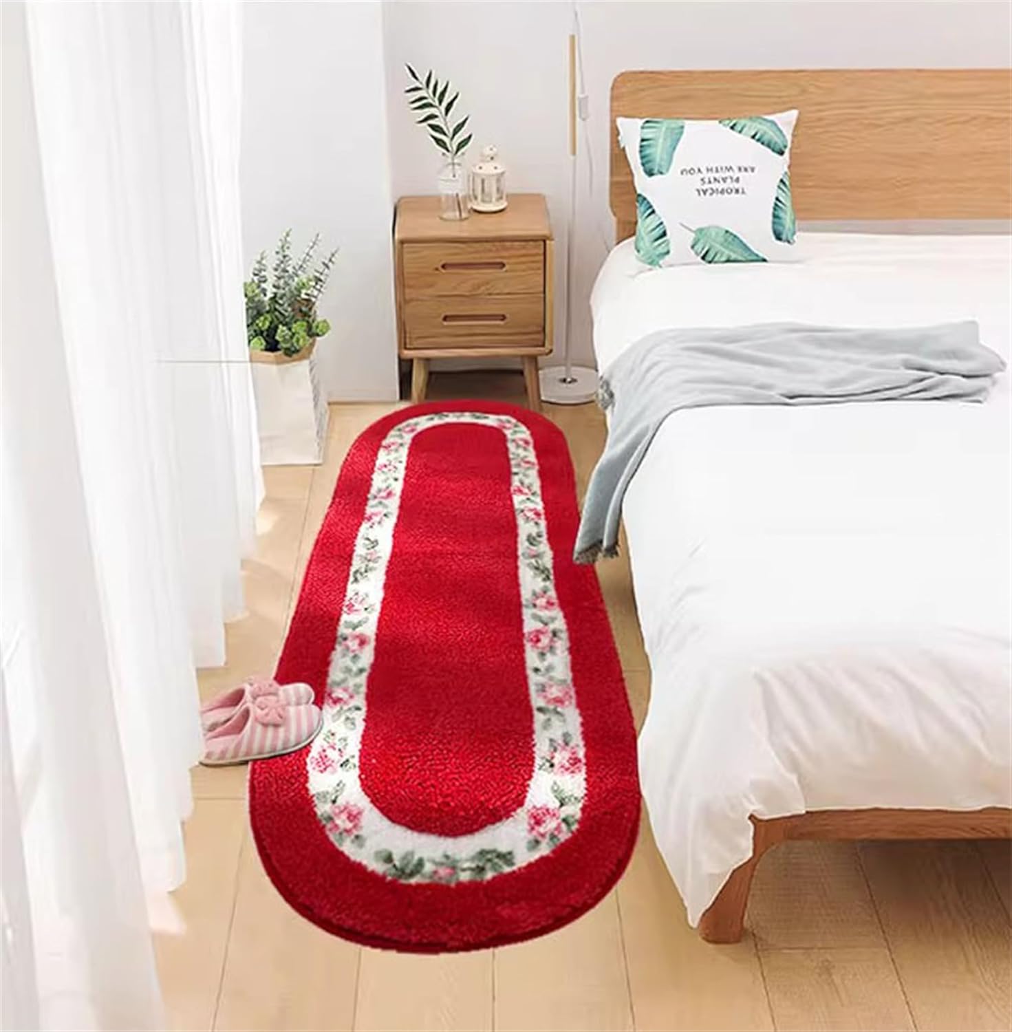 Alfombra de baño con diseño floral rojo para baño, alfombra de baño con flores, alfombra de bañera floral, alfombra de baño floral, alfombra de