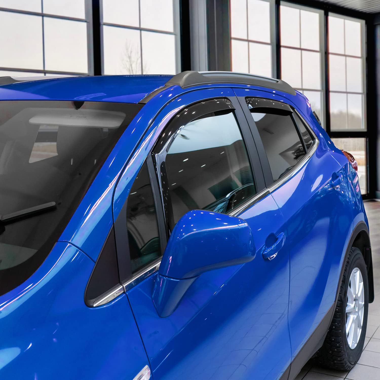 Goodyear Deflectores de ventana de canal inastillables para Buick Encore 2013-2023, protectores de lluvia, viseras para automóviles, deflector de