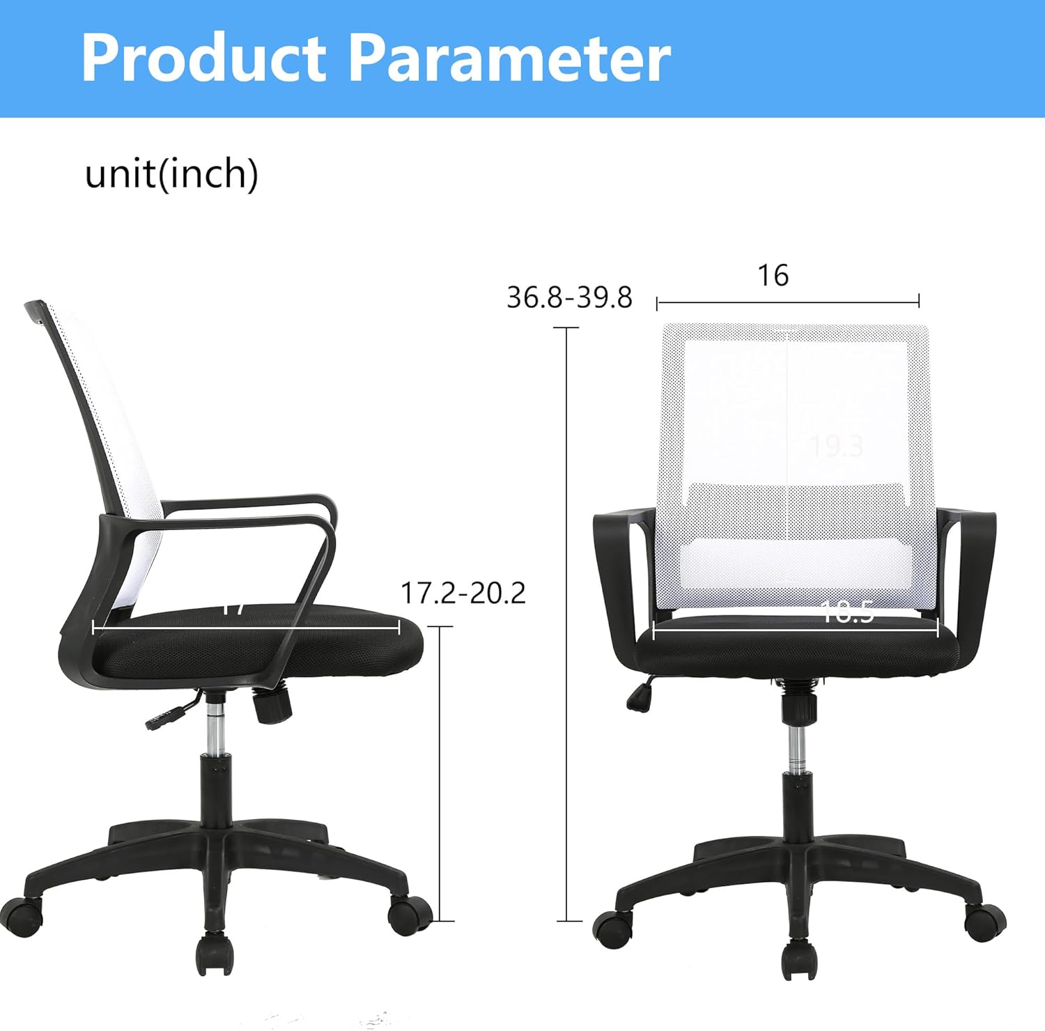 PayLessHere Silla de oficina para computadora, silla ergonómica de malla, respaldo medio, silla giratoria para oficina en casa, silla de escritorio