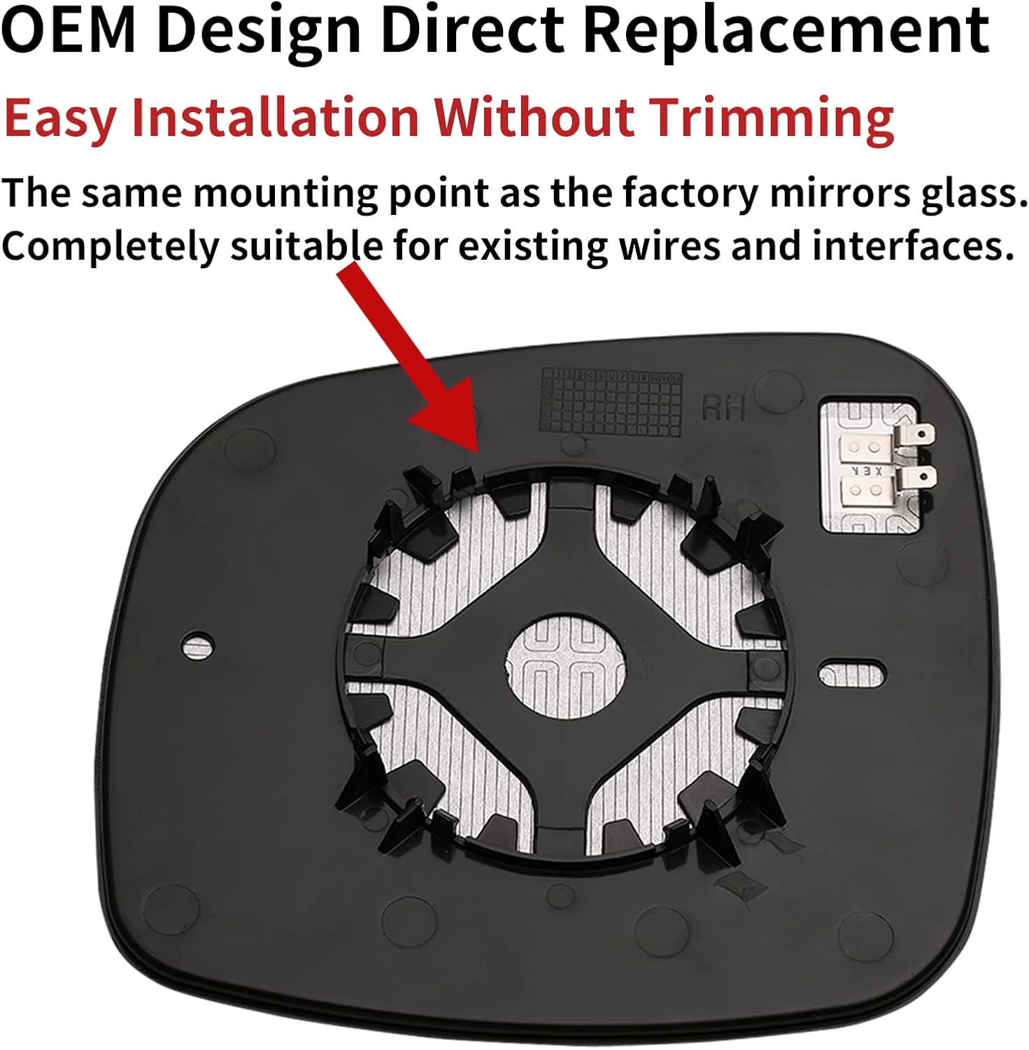 Espejo lateral del pasajero de repuesto para Chrysler Town Country 2008-2016, Dodge Grand Caravan 2008-2020, RAM CV 2012-2015, VW Routan 2009-2014 –