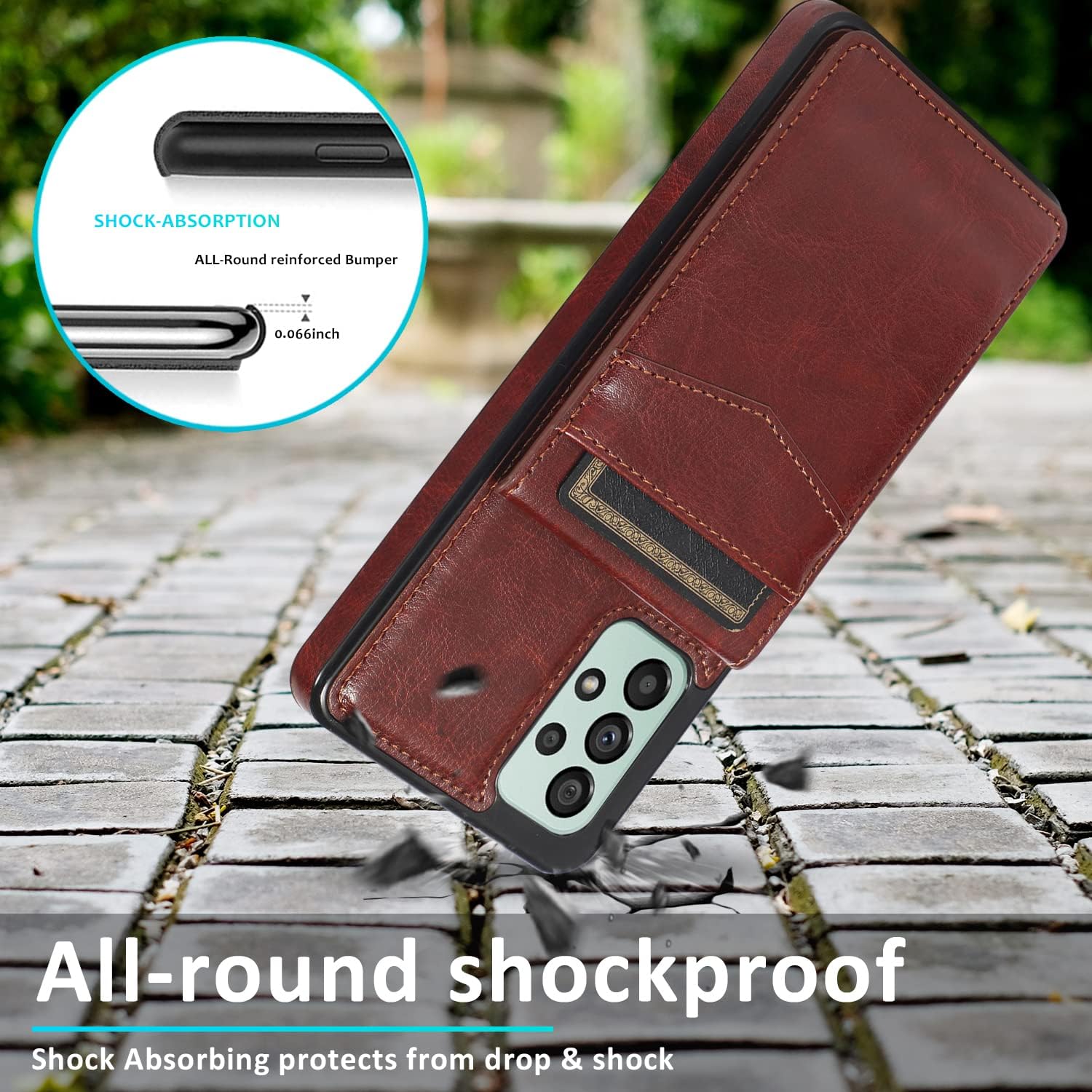 ZZXX Funda para Samsung Galaxy A53 5G, de doble capa, ligera, de piel de primera calidad, con ranuras para tarjetas, función atril, funda protectora