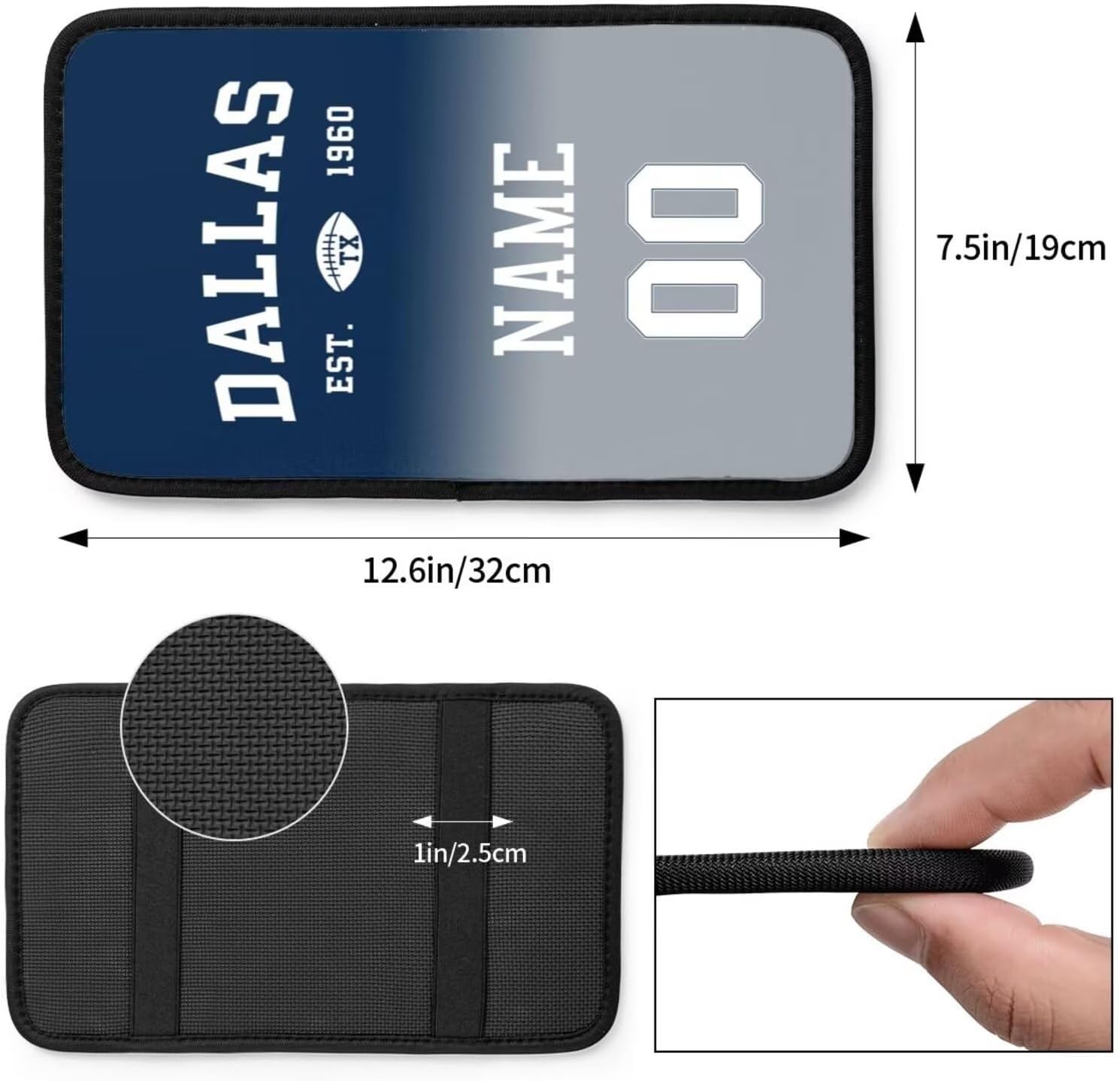 Funda personalizada para reposabrazos de automóvil, añade nombre y número personalizados como regalo para los fanáticos del fútbol leales,