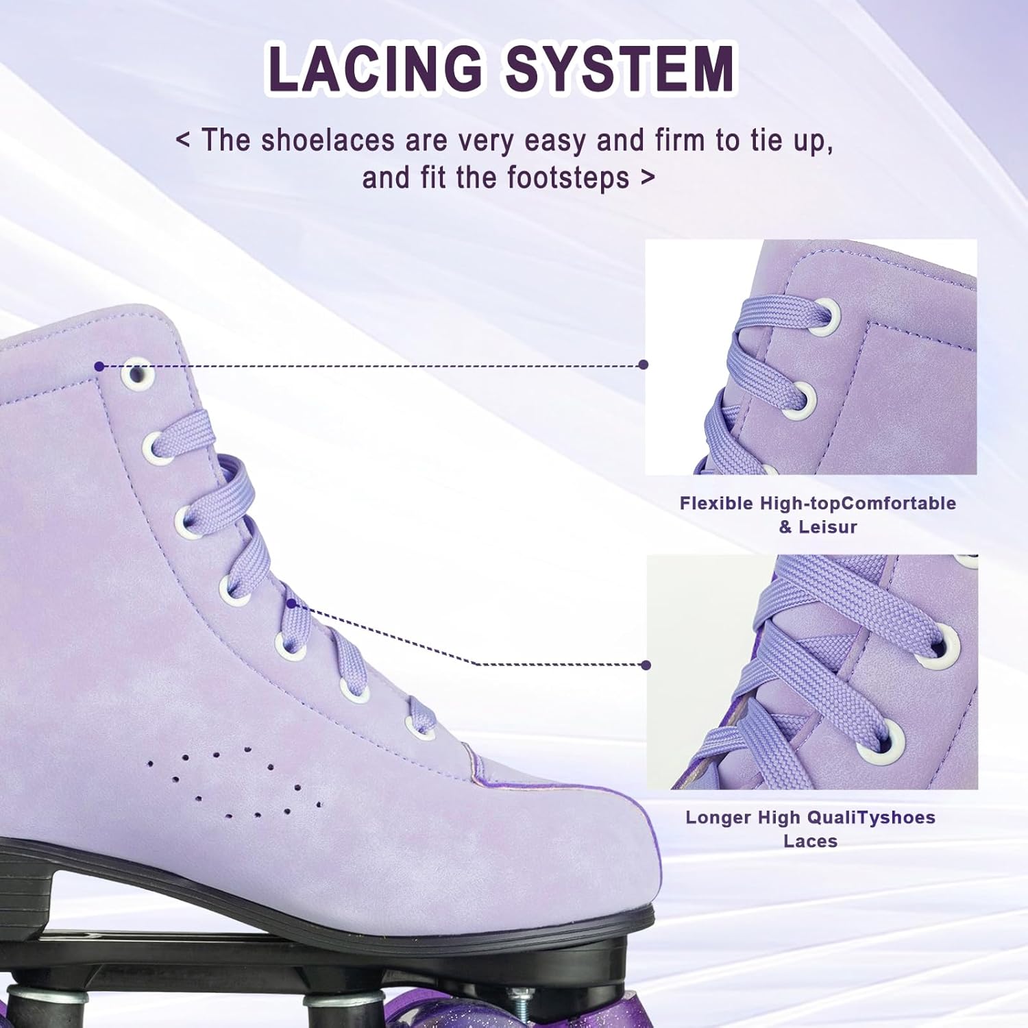 Silvertree Patines de ruedas para mujeres y hombres, de piel sintética, para adultos, patines Derby con ruedas iluminadas, cuatro ruedas brillantes,