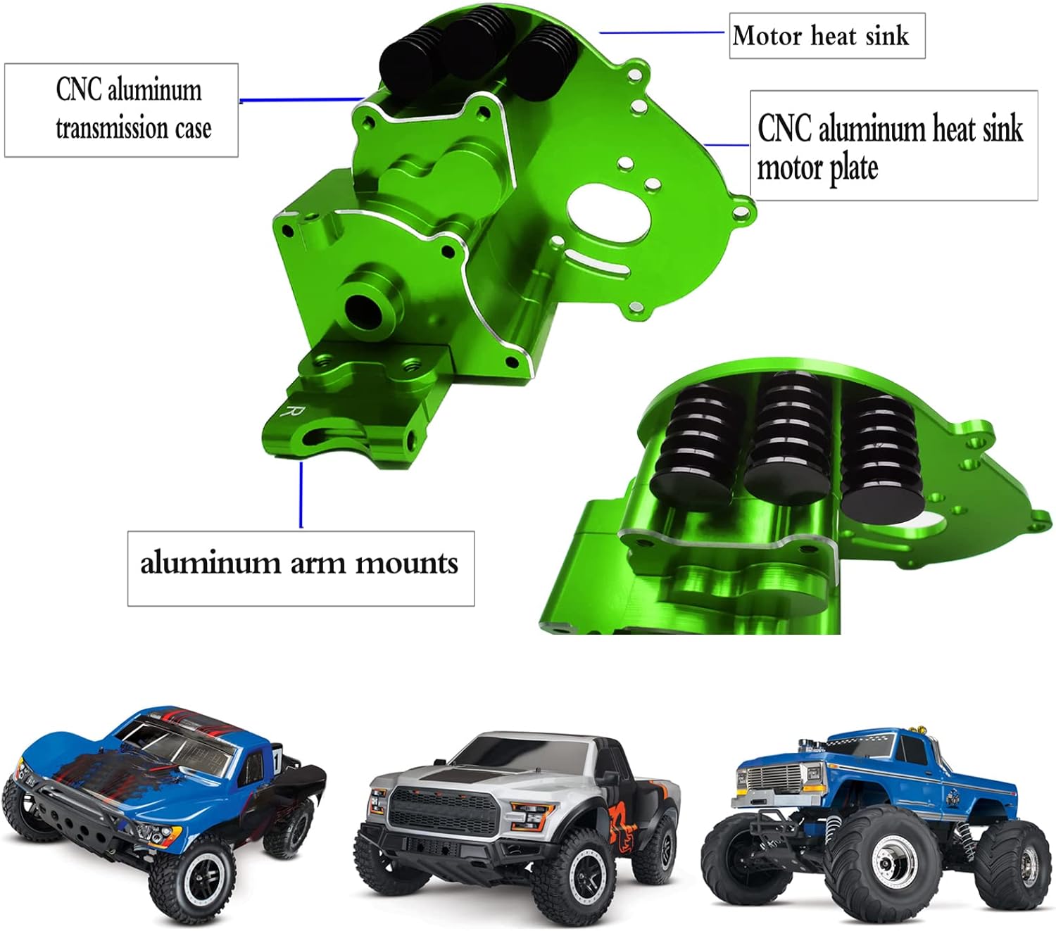 Caja de cambioscaja de transmisión de aluminio XZSNLYZ con piezas de actualización de placa de motor para 110 Traxxas 2WD SlashVXL, RustlerVXL,