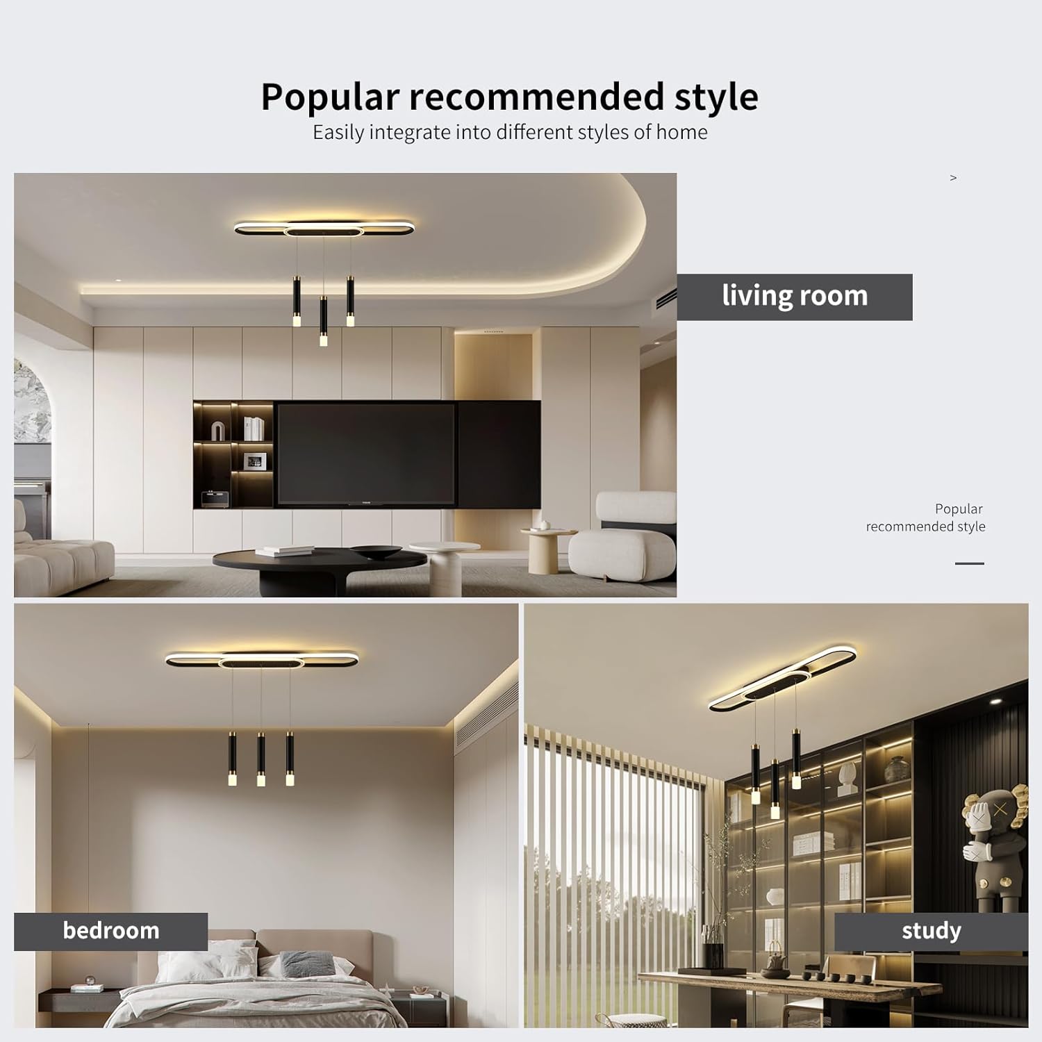 Jaycomey Lámpara LED moderna, lámpara colgante de techo de acrílico regulable de 3 luces con control remoto, lámpara de comedor interior para