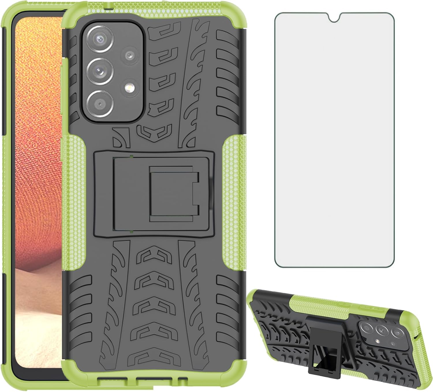 Asuwish Funda de teléfono para Samsung Galaxy A33 5G con protector de pantalla de vidrio templado y soporte delgado, funda protectora híbrida