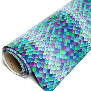 Siser EasyPatterns HTV Rollo de 12 pulgadas x 1 yarda, vinilo de transferencia de calor para planchar (escamas de sirena verde azulado) requiere Siser EasyPatterns HTV Rollo de 12 pulgadas x 1 yarda, vinilo de transferencia de calor para planchar (escamas de sirena verde azulado) requiere