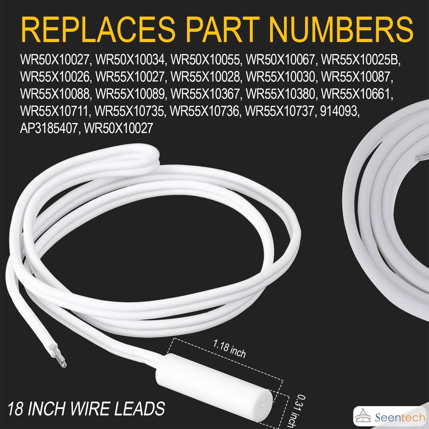 Sensor de temperatura para refrigerador WR55X10025 de Seentech – Compatible con GE, refrigeradores y congeladores Hotpoint – Reemplaza AP3185407,