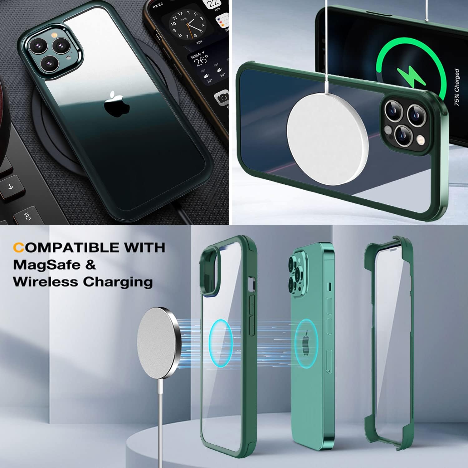 UBUNU Funda para iPhone 14 Pro Max 6.7 pulgadas, nueva funda protectora de doble capa de cuerpo completo transparente con protector de pantalla