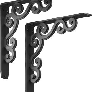 Starby Soportes de estante negros resistentes Soporte de pared de hierro para encimera, chimenea de chimenea, estantes, hierro forjado negro acero Starby Soportes de estante negros resistentes Soporte de pared de hierro para encimera, chimenea de chimenea, estantes, hierro forjado negro acero