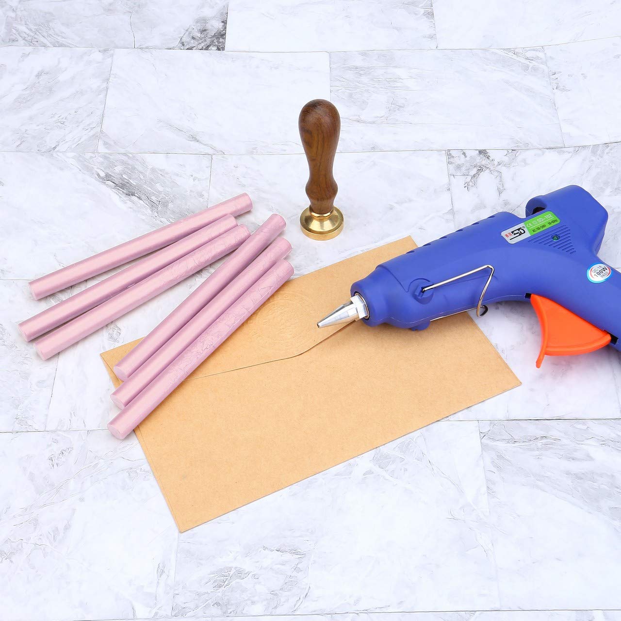 Yoption 15 varillas de cera para sellar con pistola de pegamento, ideal para invitaciones de boda, tarjetas, sobres (rosa)