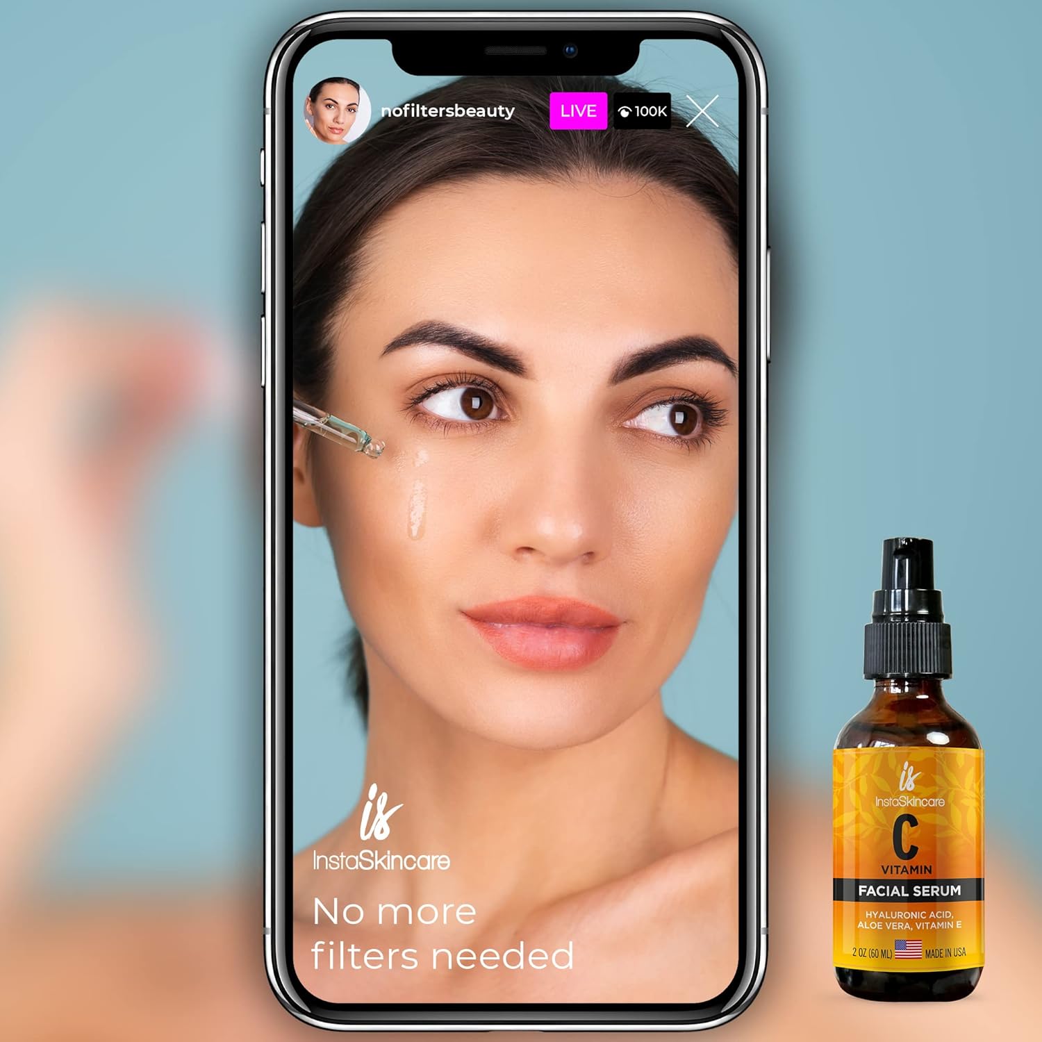 Suero de vitamina C de doble tamaño (2 onzas) para cara con ácido hialurónico y vitamina E – Suero iluminador facial – Suero natural