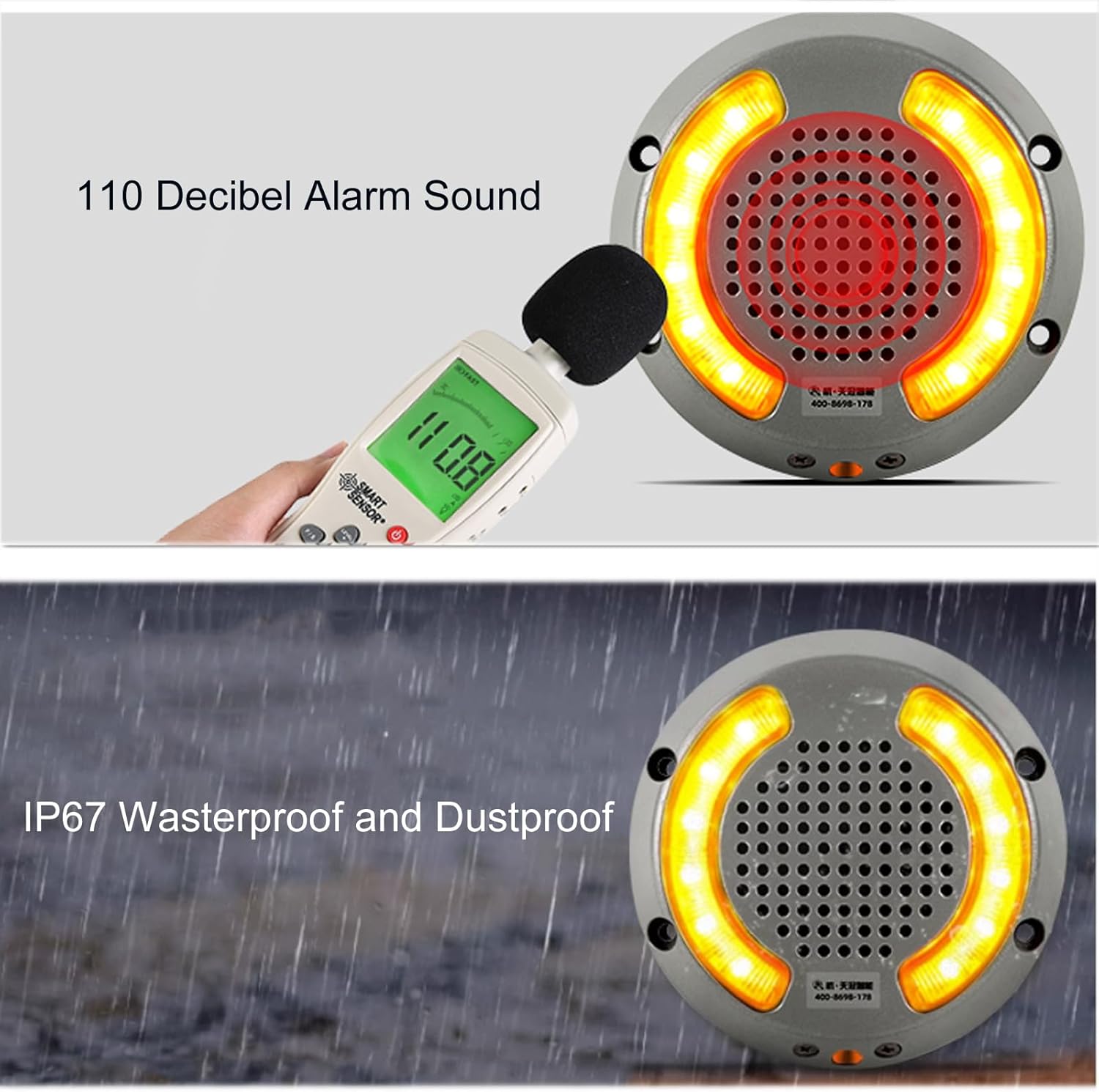 Luz estroboscópica LED impermeable de 110 decibelios 3 modos intermitentes de advertencia luces de advertencia de montaje permanet luces