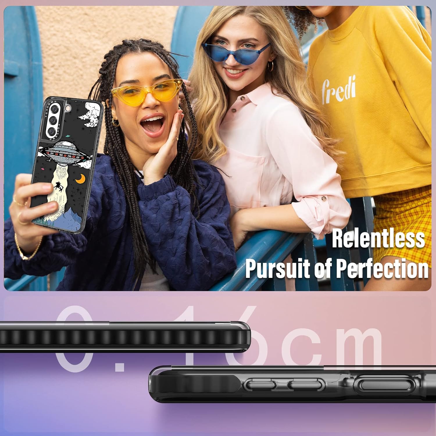 Toycamp Funda para Samsung Galaxy S21 FE 5G, diseño de dibujos animados OVNI para hombres, niños, niñas y adolescentes, (6.4 pulgadas), color negro