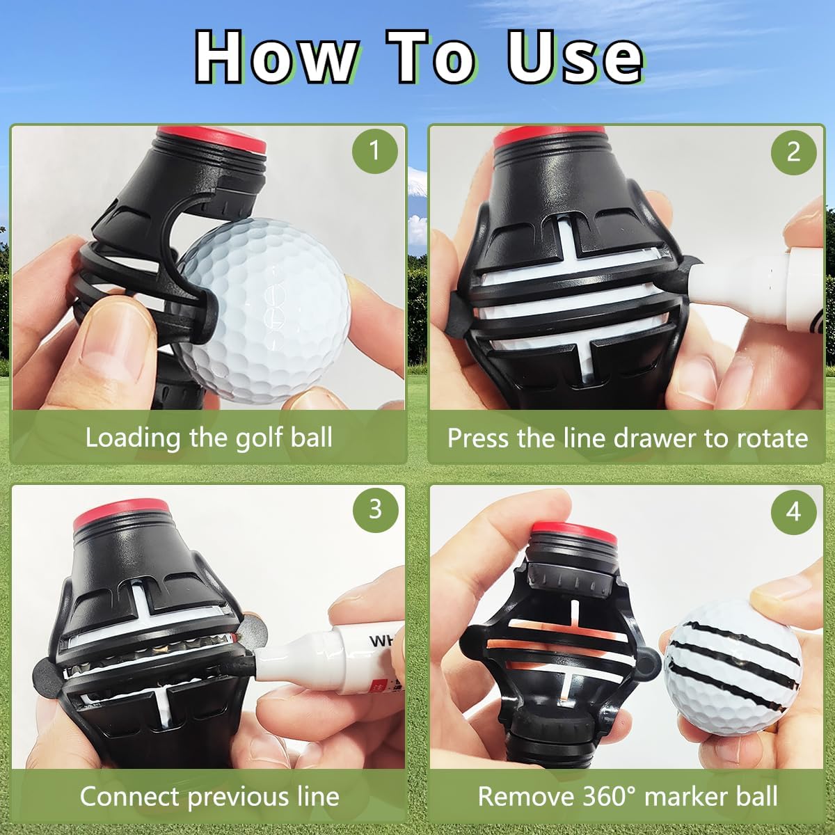1 paquete de marcadores de pelota de golf 360  Marcador de línea de golf  Herramienta de marcado de alineación de pelota de golf para herramientas