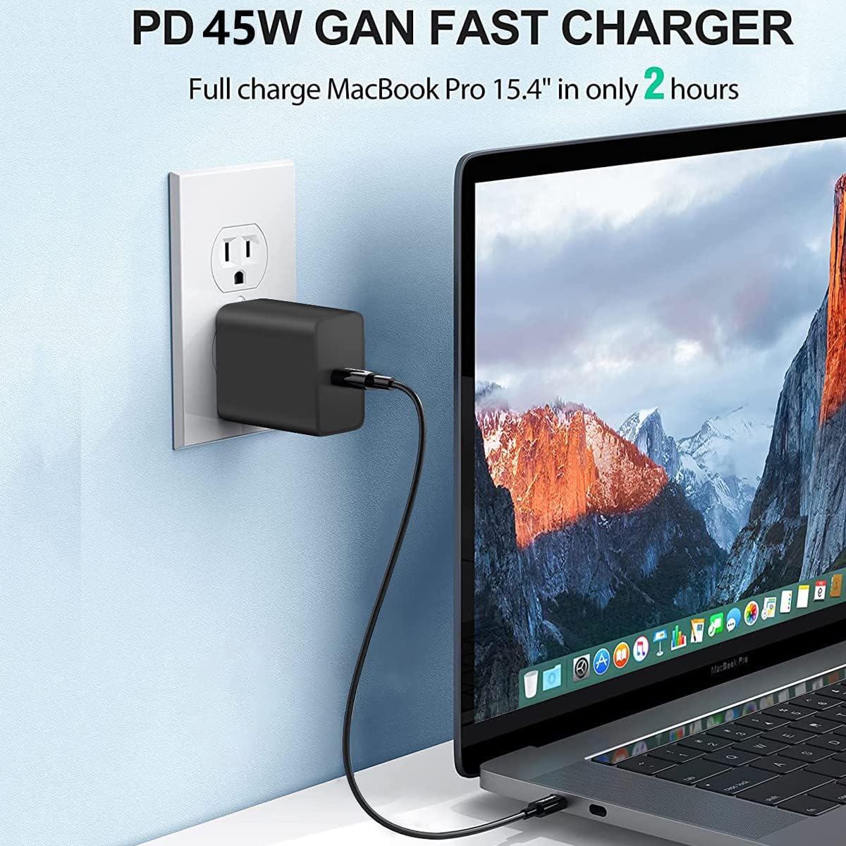 Cargador rápido tipo C, cargador de pared USB C de 45 W, bloque de carga súper rápida y cable tipo C de 6 pies soporta carga súper rápida 2.0 para