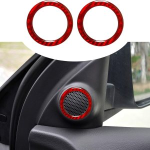 Anillos de altavoz de audio de fibra de carbono para puerta de automóvil, accesorios interiores, decoración compatible con Jeep Grand Cherokee 2021 Anillos de altavoz de audio de fibra de carbono para puerta de automóvil, accesorios interiores, decoración compatible con Jeep Grand Cherokee 2021