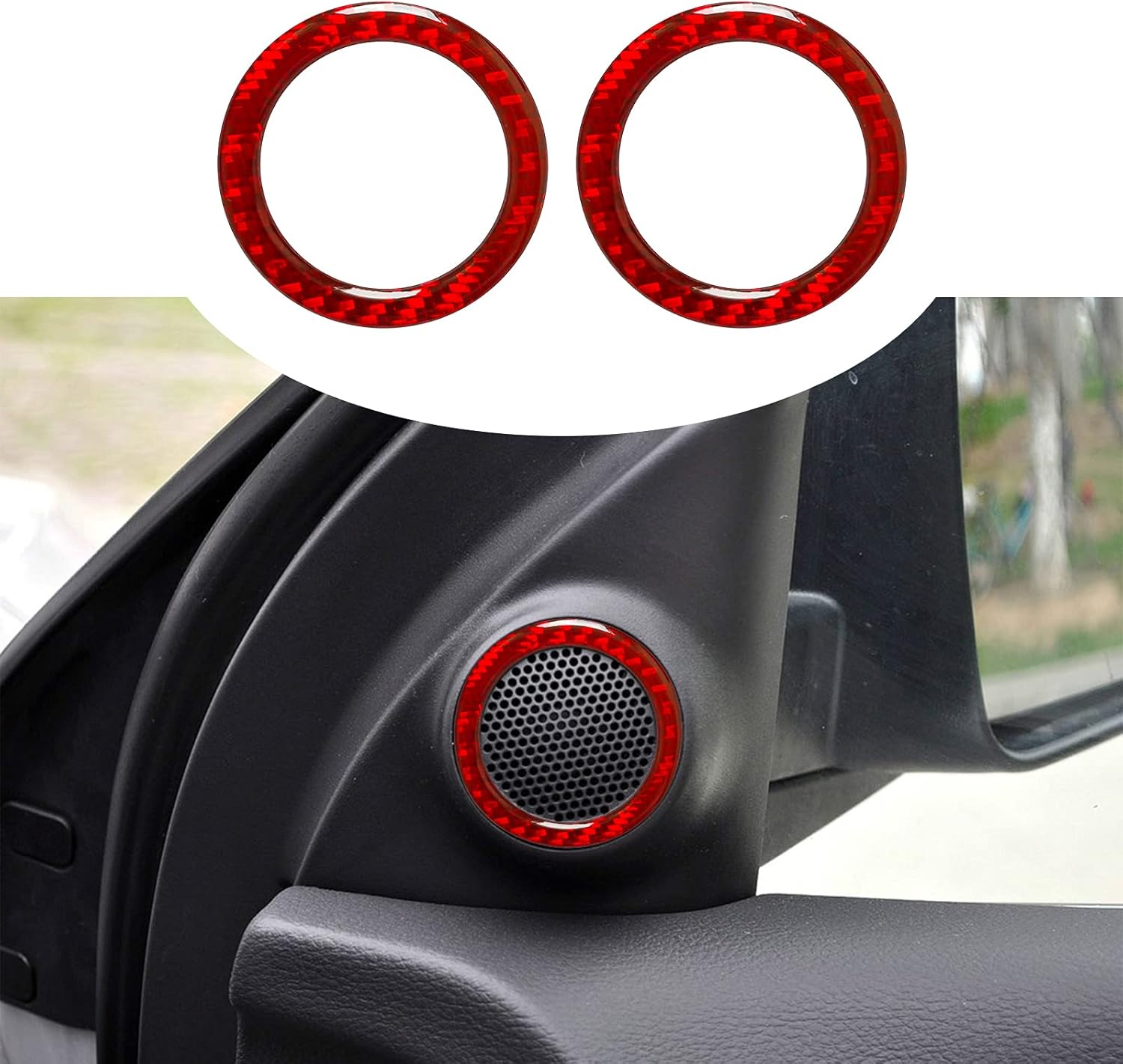 Anillos de altavoz de audio de fibra de carbono para puerta de automóvil, accesorios interiores, decoración compatible con Jeep Grand Cherokee 2021