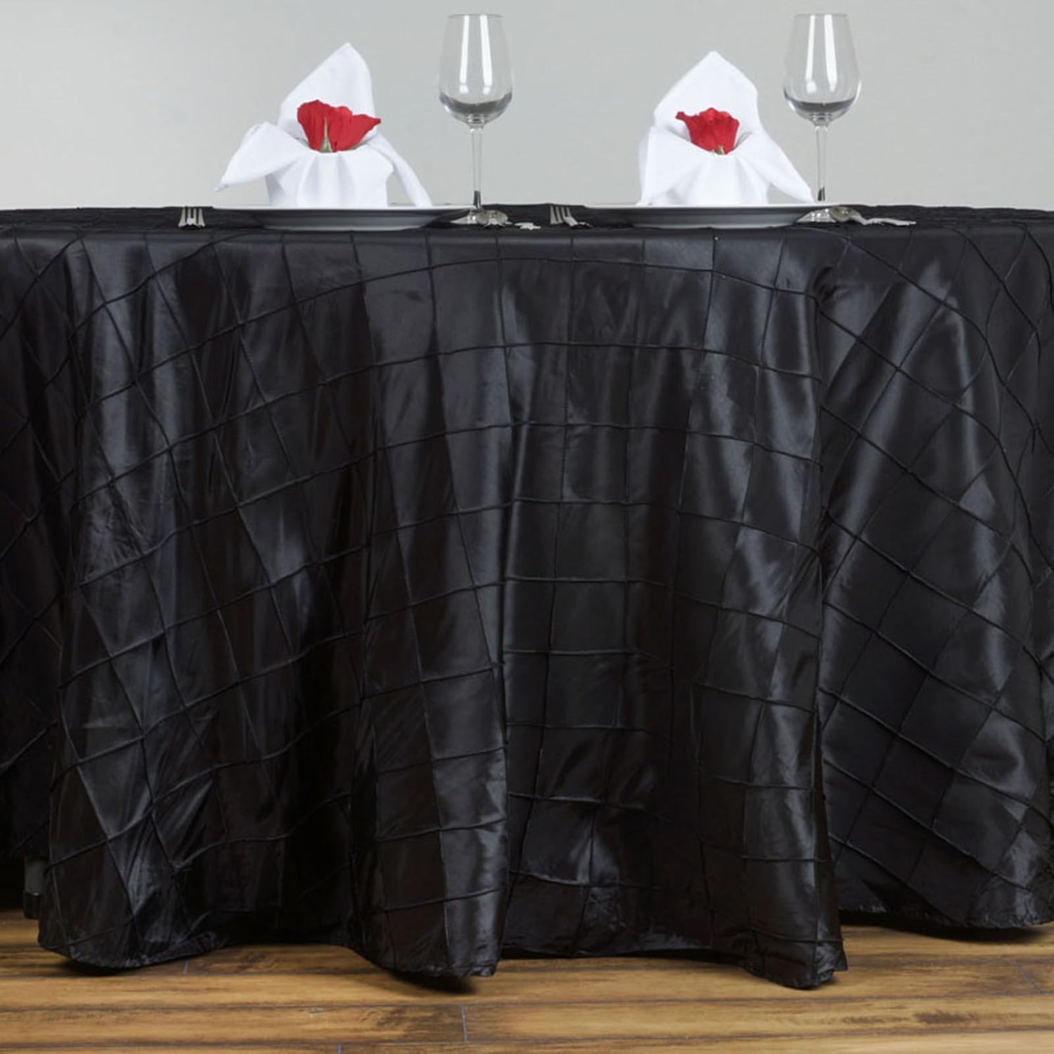 BalsaCircle Mantel redondo de tafetán negro de 120 pulgadas para bodas, fiestas, cocina, comedor, eventos