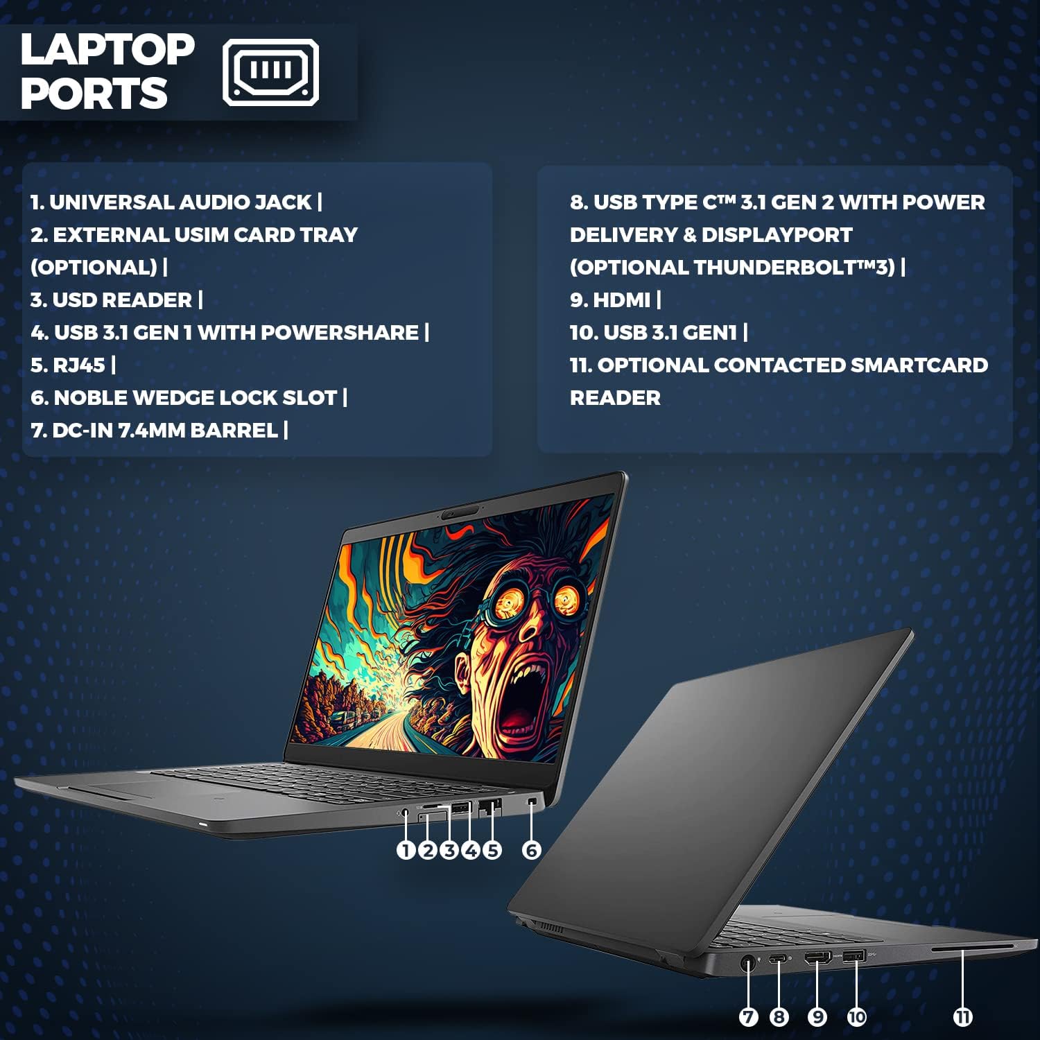 Windows 11 Home, portátil de 13.3 pulgadas 1920 x 1080 FHD, Intel Core i5-8350U, 8 GB de RAM, SSD de 1 TB, 2 x 24 pulgadas, cámara web integrada,