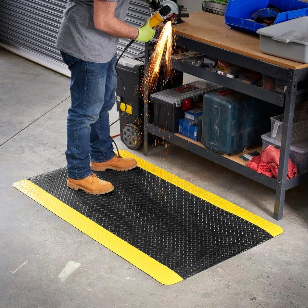 Consolidated Plastics Alfombrilla antifatiga con placa de diamante resistente, base de esponja gruesa, soporte de pie para dolor de piernas y espalda