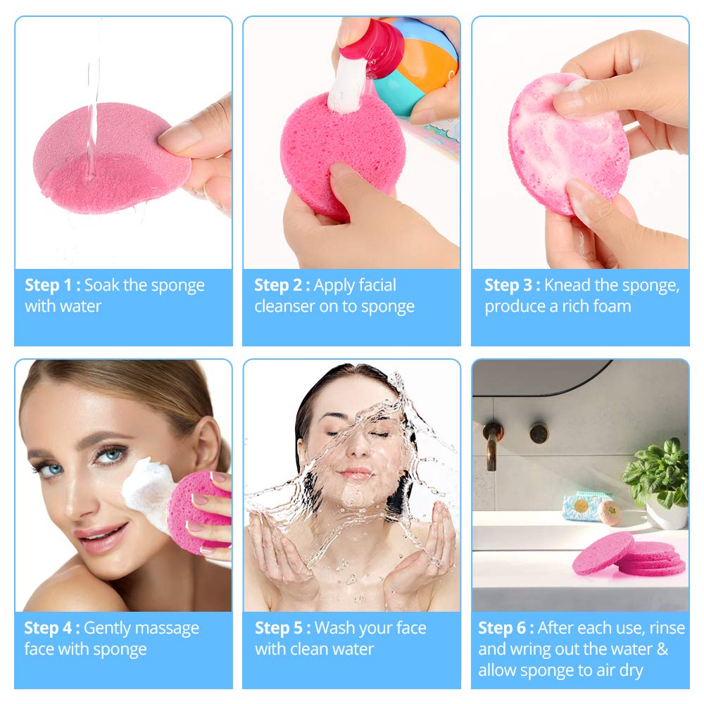 Esponjas de limpieza facial natural 20 esponjas faciales comprimidas de celulosa, reutilizables, suaves, cosméticos, para eliminar maquillaje