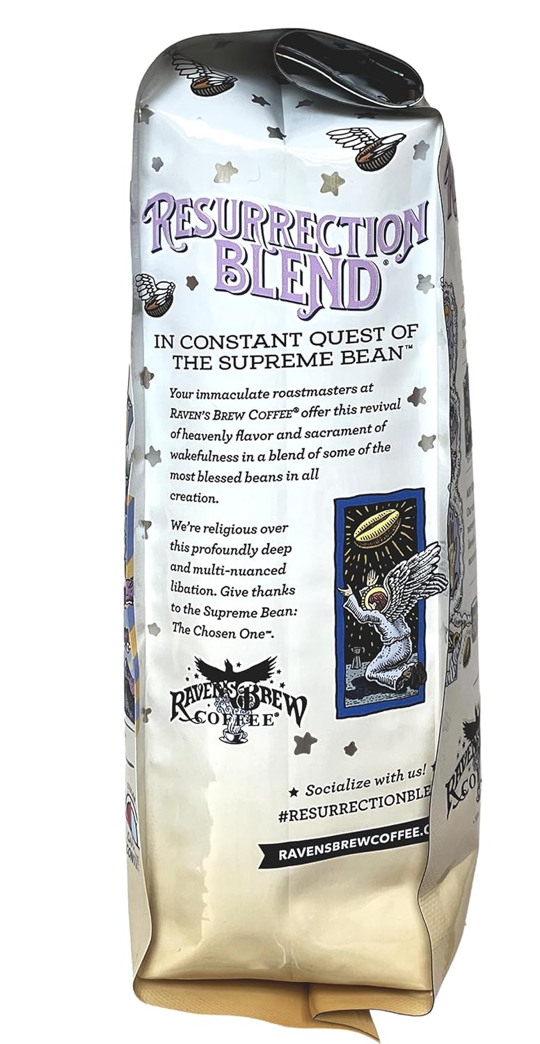Raven’s Brew Coffee Café de cuerpo completo tostado molido de ciudad asado molido – Resurrection Blend 12oz