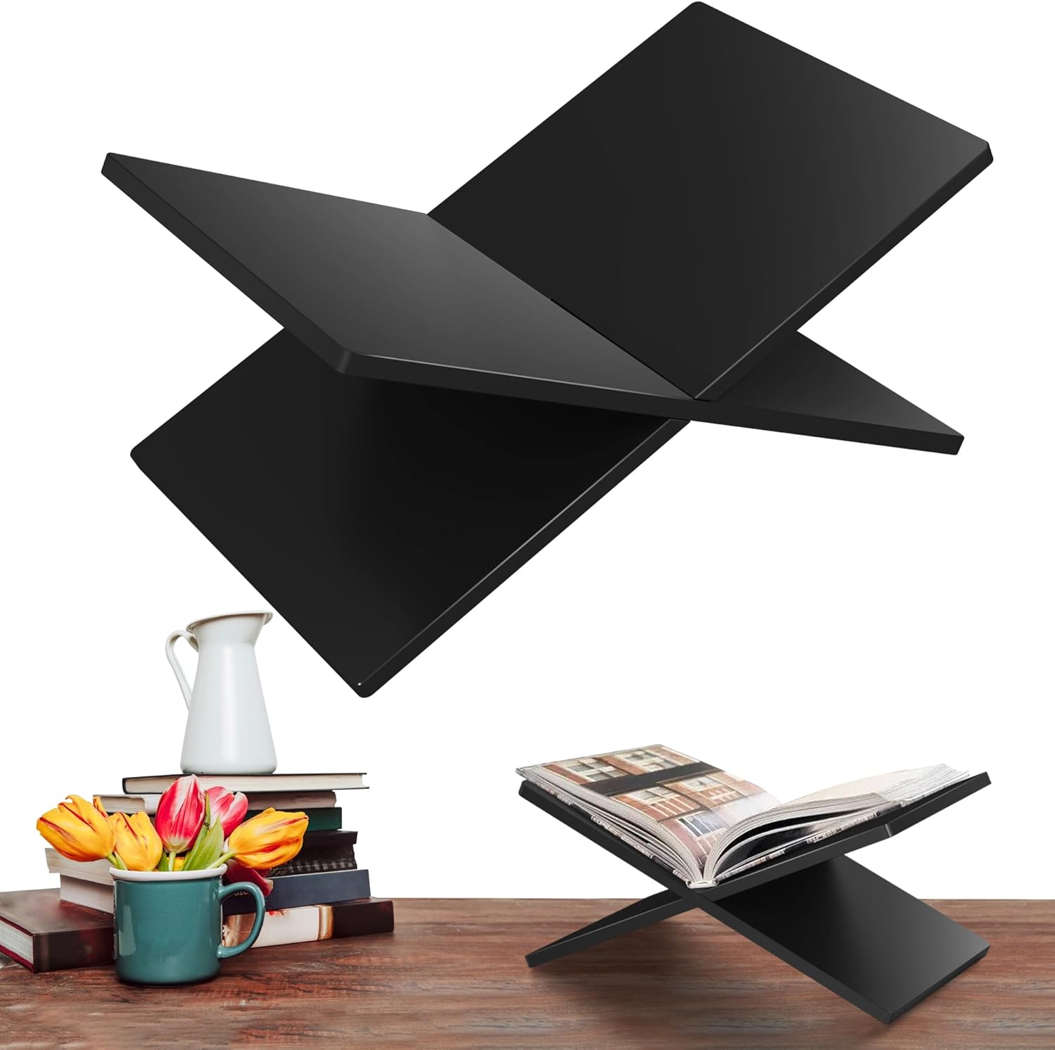ohlela Soporte acrílico para libros, 10.6 x 7.1 x 5.1 pulgadas, color negro mate para exhibir como un elegante y resistente soporte acrílico para