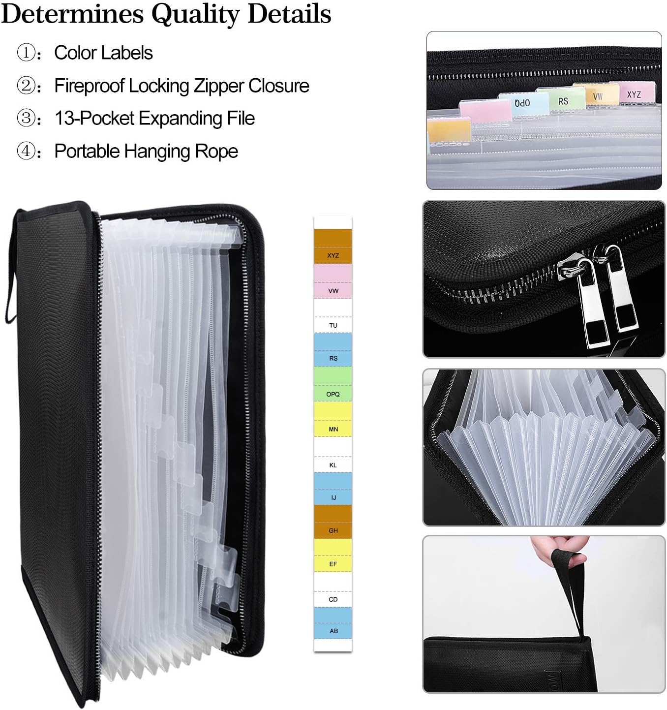 ENGPOW Carpeta de archivos expandible con bolsillos multifunción, carpeta de archivos ignífuga, resistente al fuego y al agua, bolsa de documentos