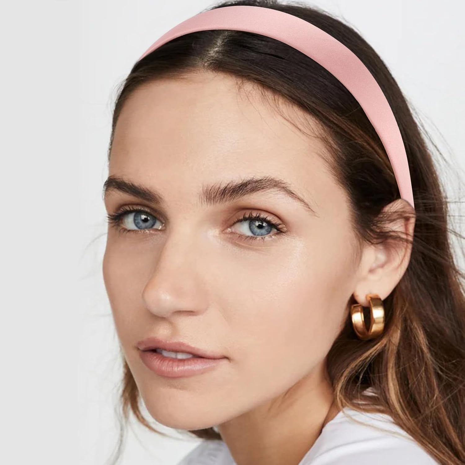 VELSCRUN Diademas para mujeres y niñas, diadema rosa satinada de 1.3 pulgadas, bandas anchas para el cabello de mujer, bandas de pelo de moda,