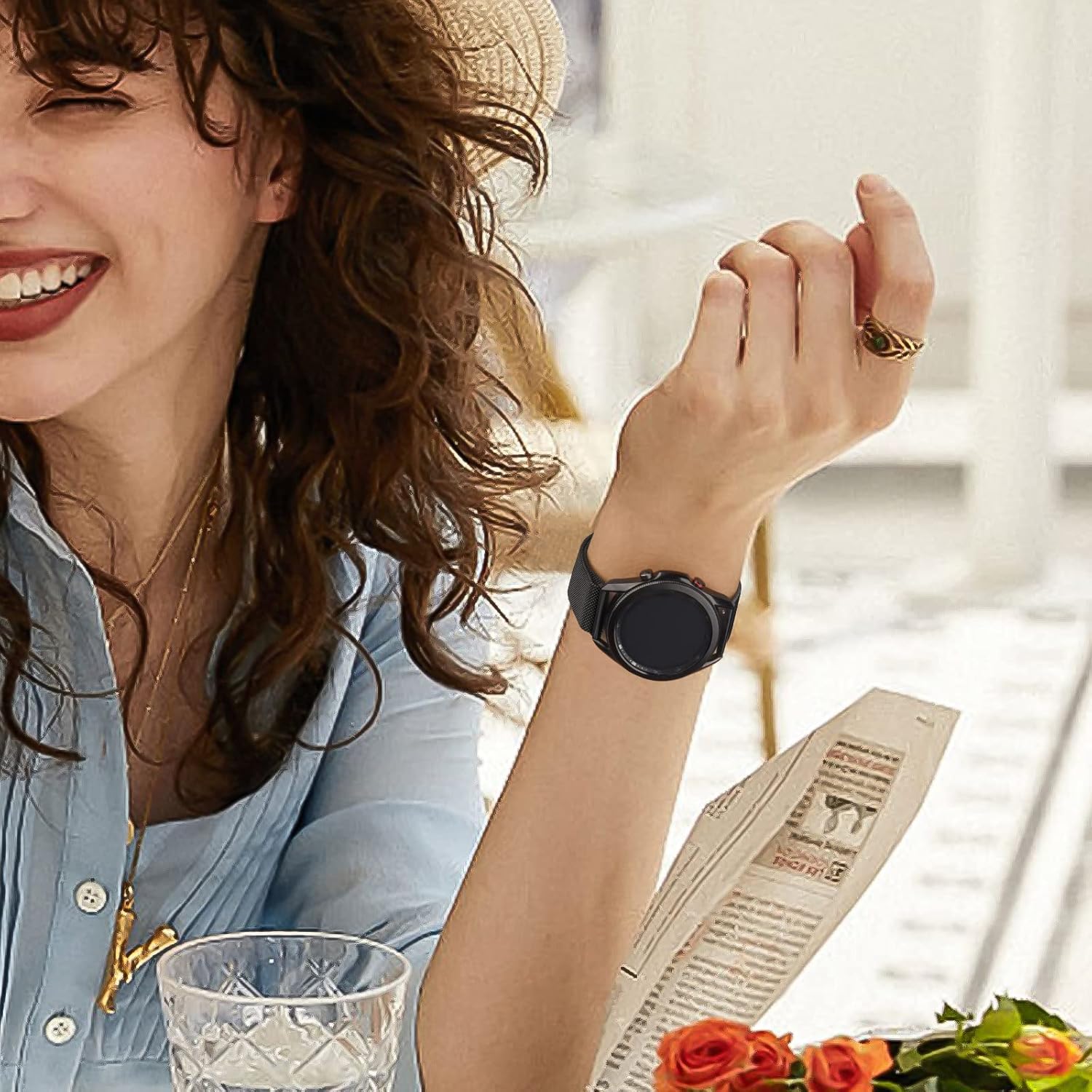 Meliya Bandas para Samsung Gear S3 FrontierClassic Bandas para mujeres y hombres, banda de repuesto de metal de acero inoxidable de 0.866 in para