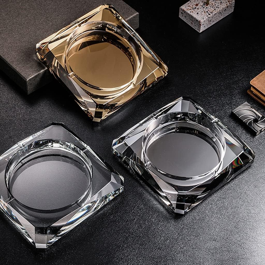 Cenicero de cristal para cigarrillos, bandeja cuadrada para cenizas de cigarros para decoración de mesa de escritorio de oficina en casa, cenicero