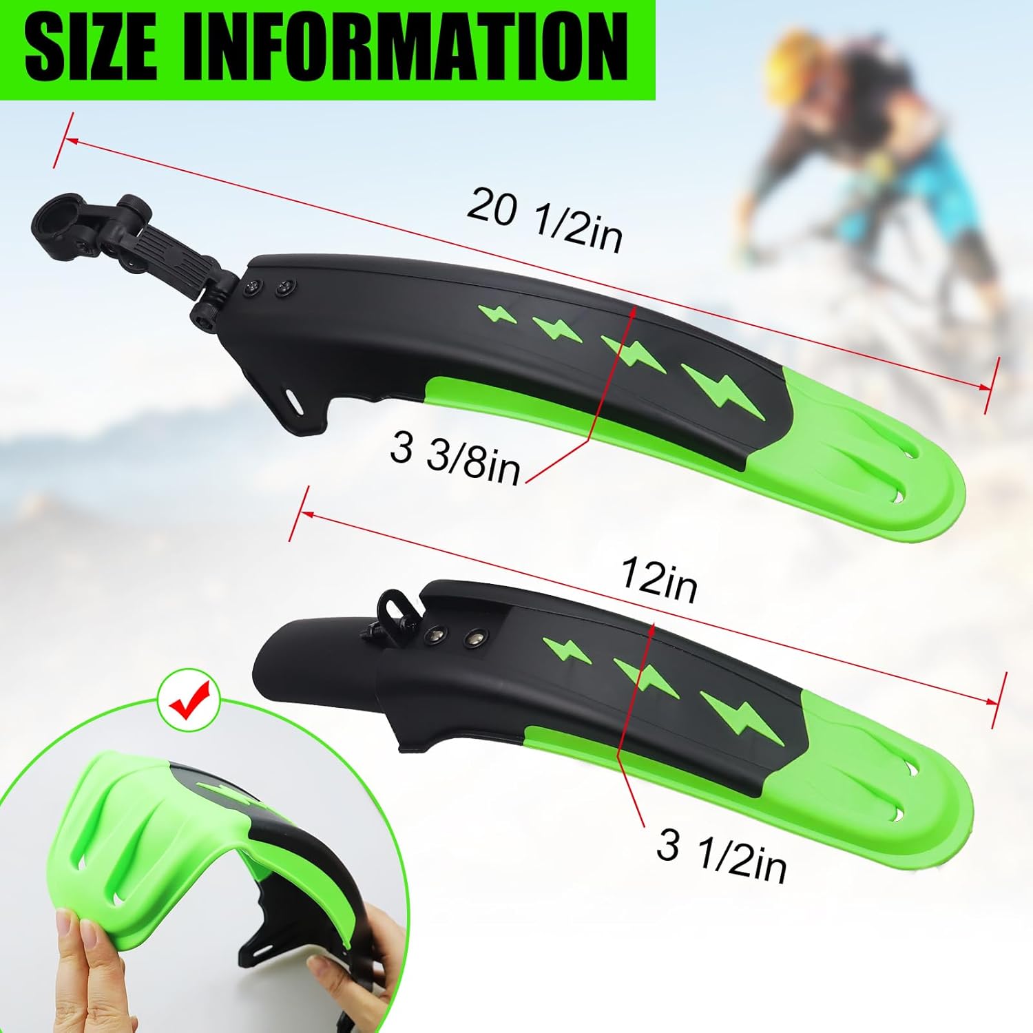 Bike Fender Set Mudguard Set Front and Rear 2 Parts-Universal Full Cover Thicken Widen Bicycle Adjustable Bike Fender Mud Guard Mudflap for MTB Road
