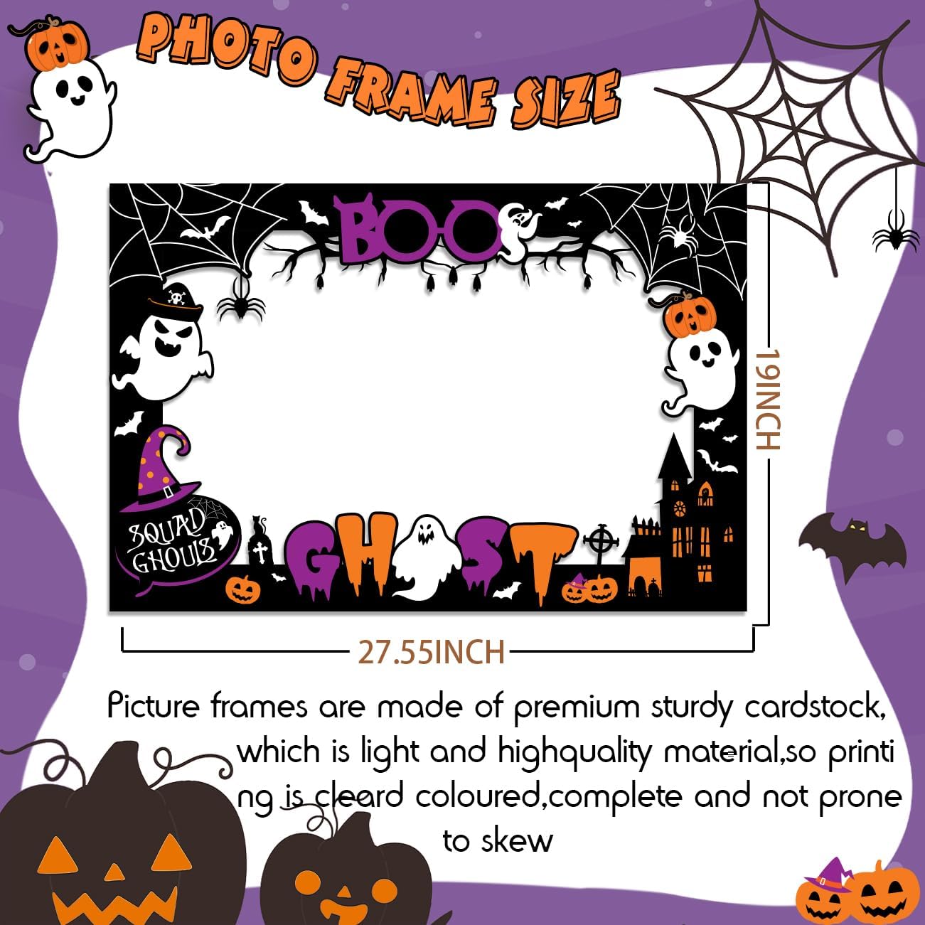 Marco de accesorios para cabina de fotos de fiesta de Halloween, kit de decoración de fotografía de Halloween, incluye marco de fotos de fantasma de