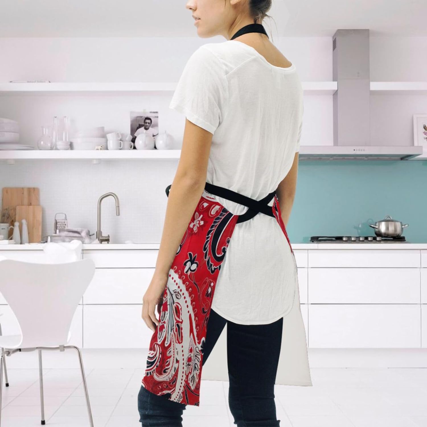 RPLIFE Delantal rojo degradado para hombre con bolsillos, delantales de barbacoa para hombres, delantal impermeable, accesorios de cocina para