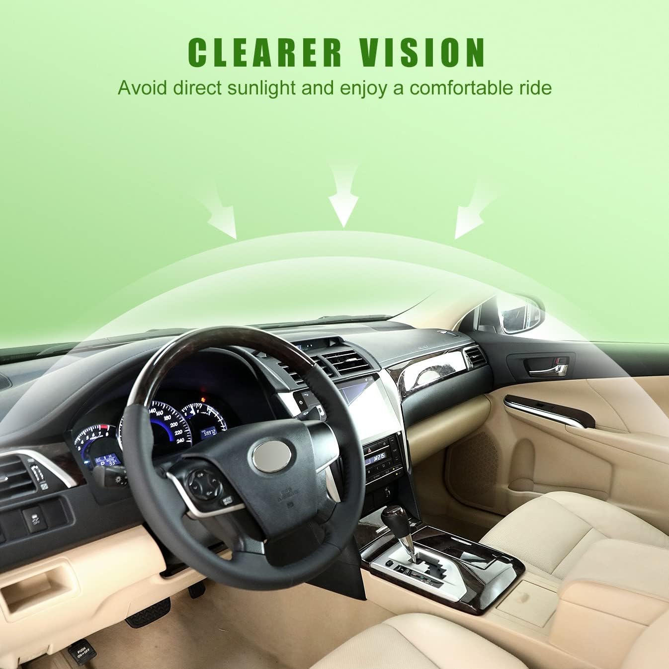 Visera solar del lado izquierdo del conductor para Toyota Highlander 2014 2015 2016 2017 2018 2019 beige con repuesto ligero # 74310-0E072-B0 (lado