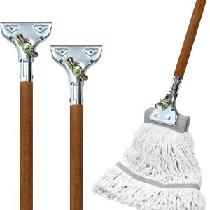 ILOT Abrazadera de garra de trapeador de 59 pulgadas, mango de trapeador comercial, paquete de 2 trapeadores industriales con mango de madera, ILOT Abrazadera de garra de trapeador de 59 pulgadas, mango de trapeador comercial, paquete de 2 trapeadores industriales con mango de madera,