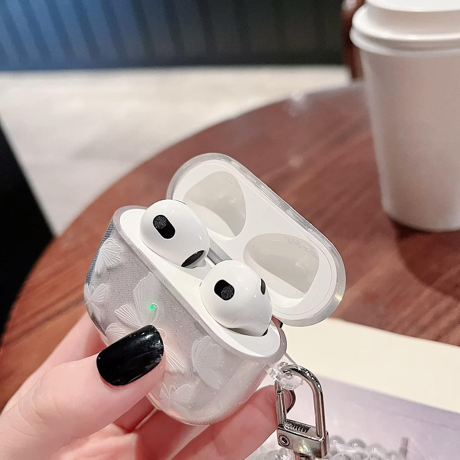 TanMay Funda compatible con AirPods 3 2021 con purpurina transparente, a prueba de golpes, funda protectora de TPU suave para niñas y mujeres, con
