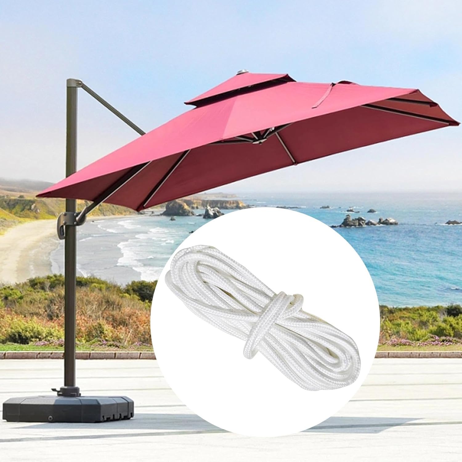 Cuerda para sombrilla de patio, cuerda de repuesto para sombrilla de patio, accesorios portátiles para sombrilla de patio, mesa de patio, patio al