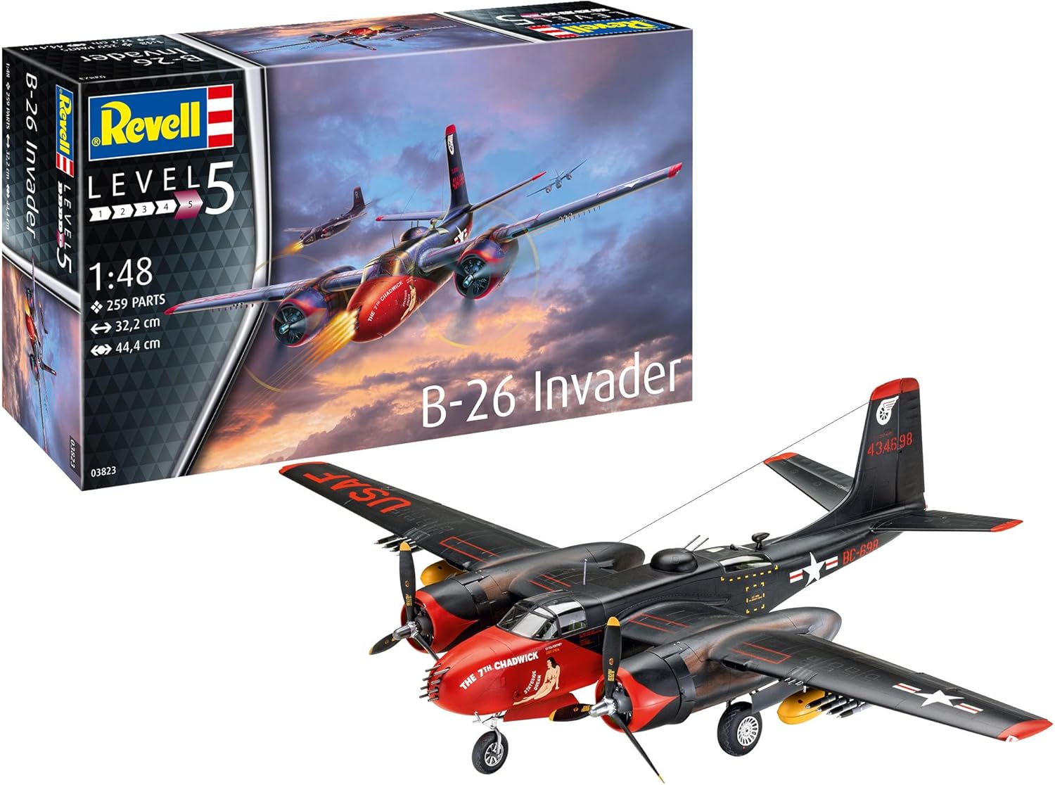 Revell 03823 B-26C Invader 148 Kit de modelo de plástico sin construirsin pintar a escala 148