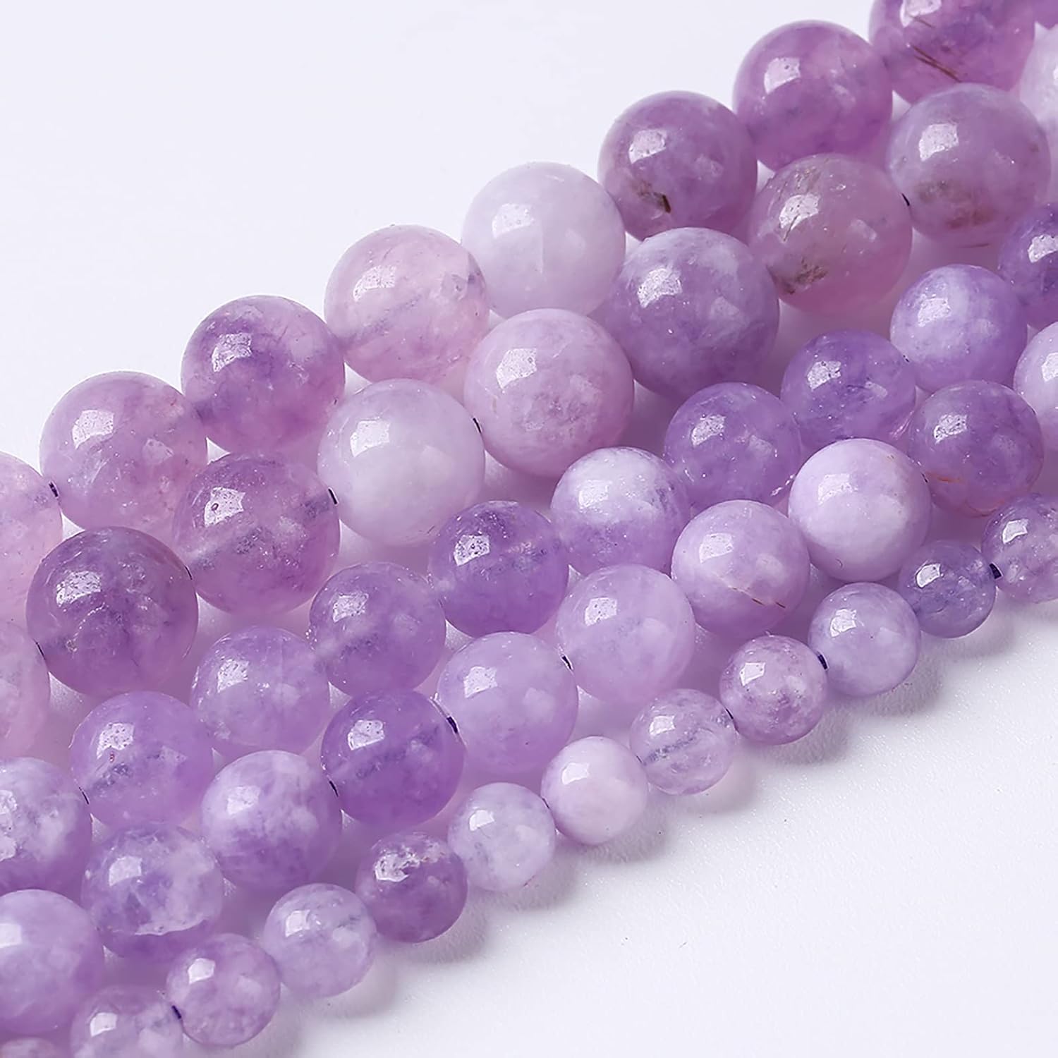 37 cuentas de amatista lavanda natural de 0.394 in (0.394 in), redondas y sueltas, piedras preciosas de cristal curativo para hacer joyas y pulseras