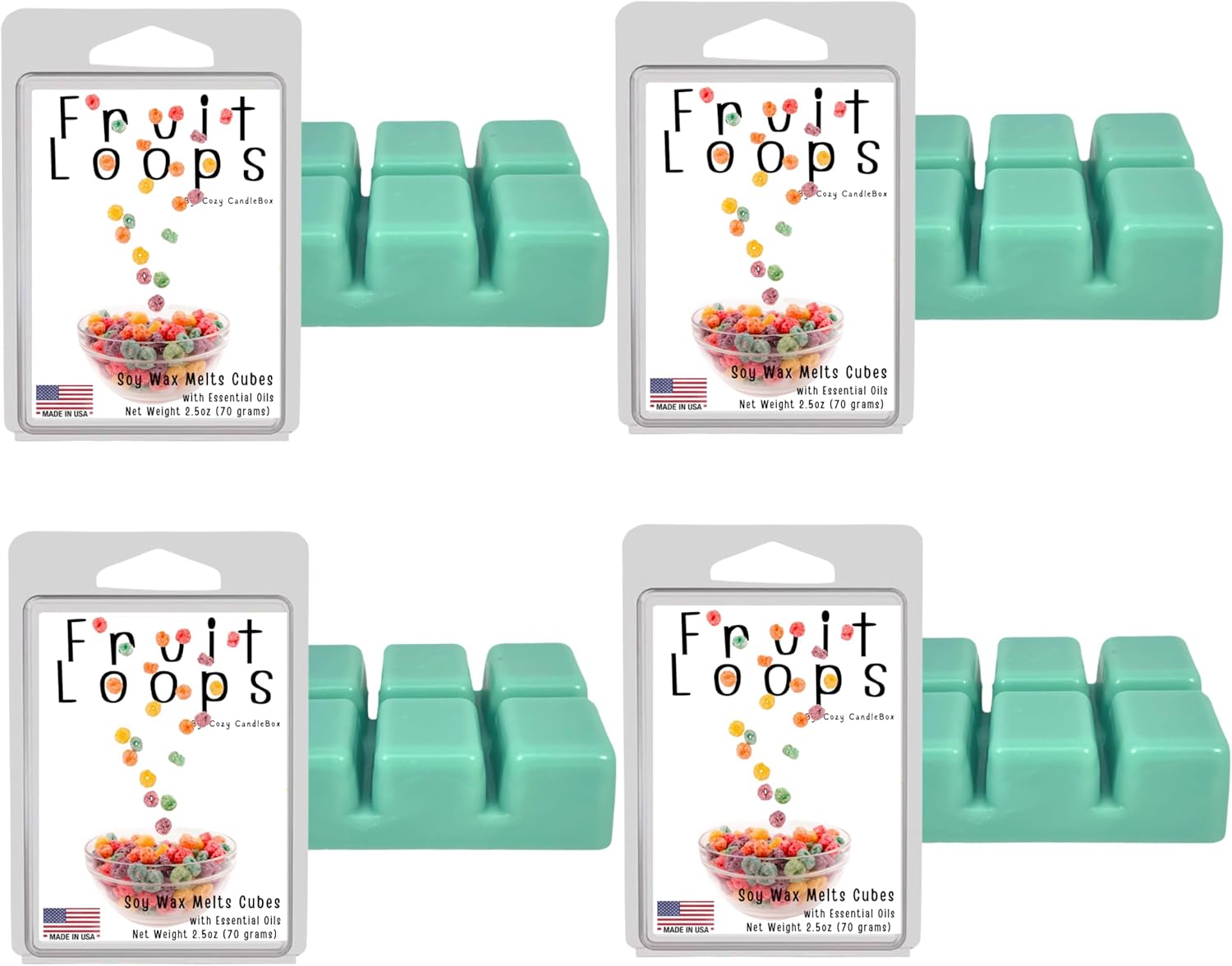 Cera de soja para derretir  Fabricado en Estados Unidos  Acogedores y zesty Zesty Rainbow Fruit Loops Delight Cubos de cera de soja perfumada  4