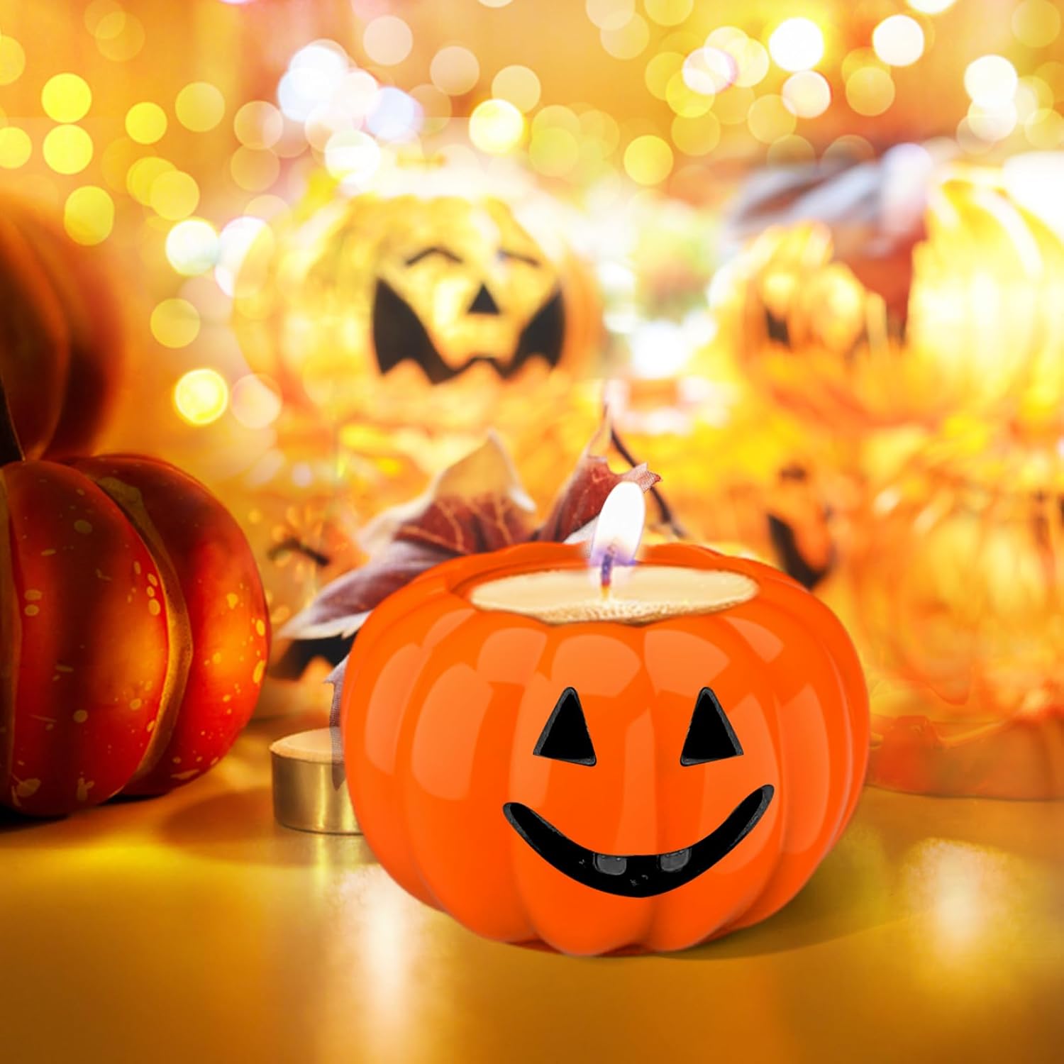 Juome Moldes de resina para tarros de calabaza, tarros de Halloween, otoño, moldes de silicona con tapa para fundición de resina epoxi para caja de