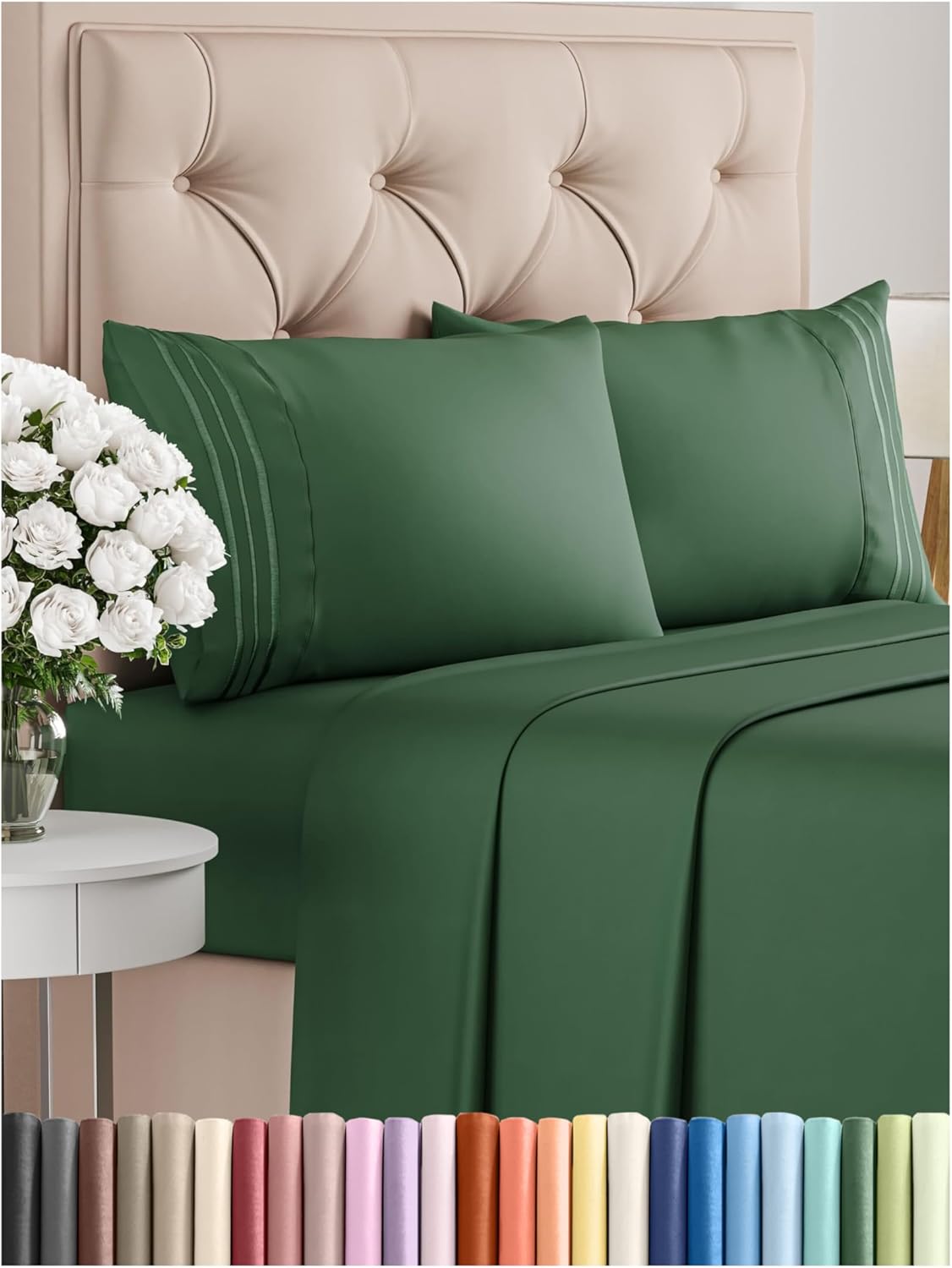 Juego de sábanas de 4 piezas tamaño California King, cómodo, transpirable y refrescante, ropa de cama de lujo de hotel para mujeres, hombres, niños