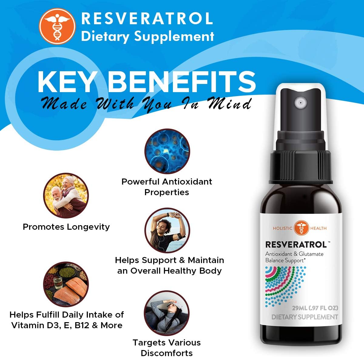 Resveratrol Antioxidante y Glutamato Balance Spray 29ML (.97 FL oz)
