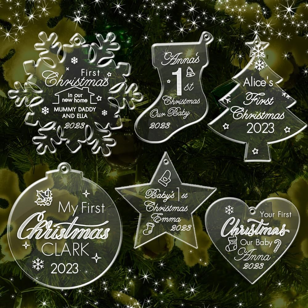 Adornos de Navidad personalizados para la primera Navidad del bebé, adornos de árbol de Navidad para bebés, adornos acrílicos de recuerdo
