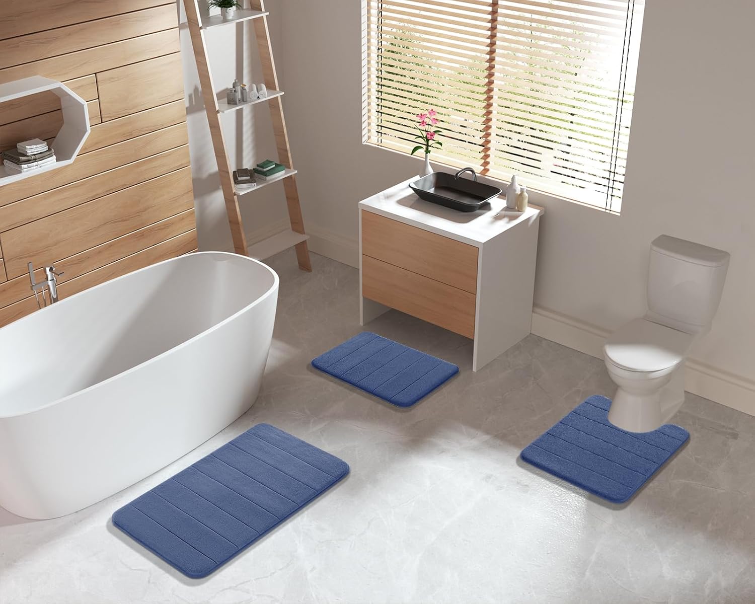Yimobra – Juego de 2 alfombras de baño de espuma viscoelástica, en forma de U para inodoro, absorción de agua, antideslizantes, gruesas, secado