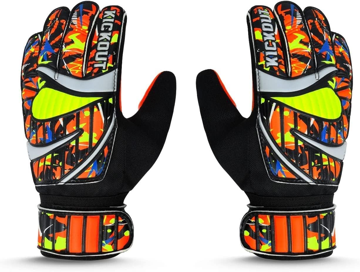 Kickout Guantes de portero de fútbol prémium  Guantes de portero Funky con látex de 0.118 pulgadas para un gran agarre y protección