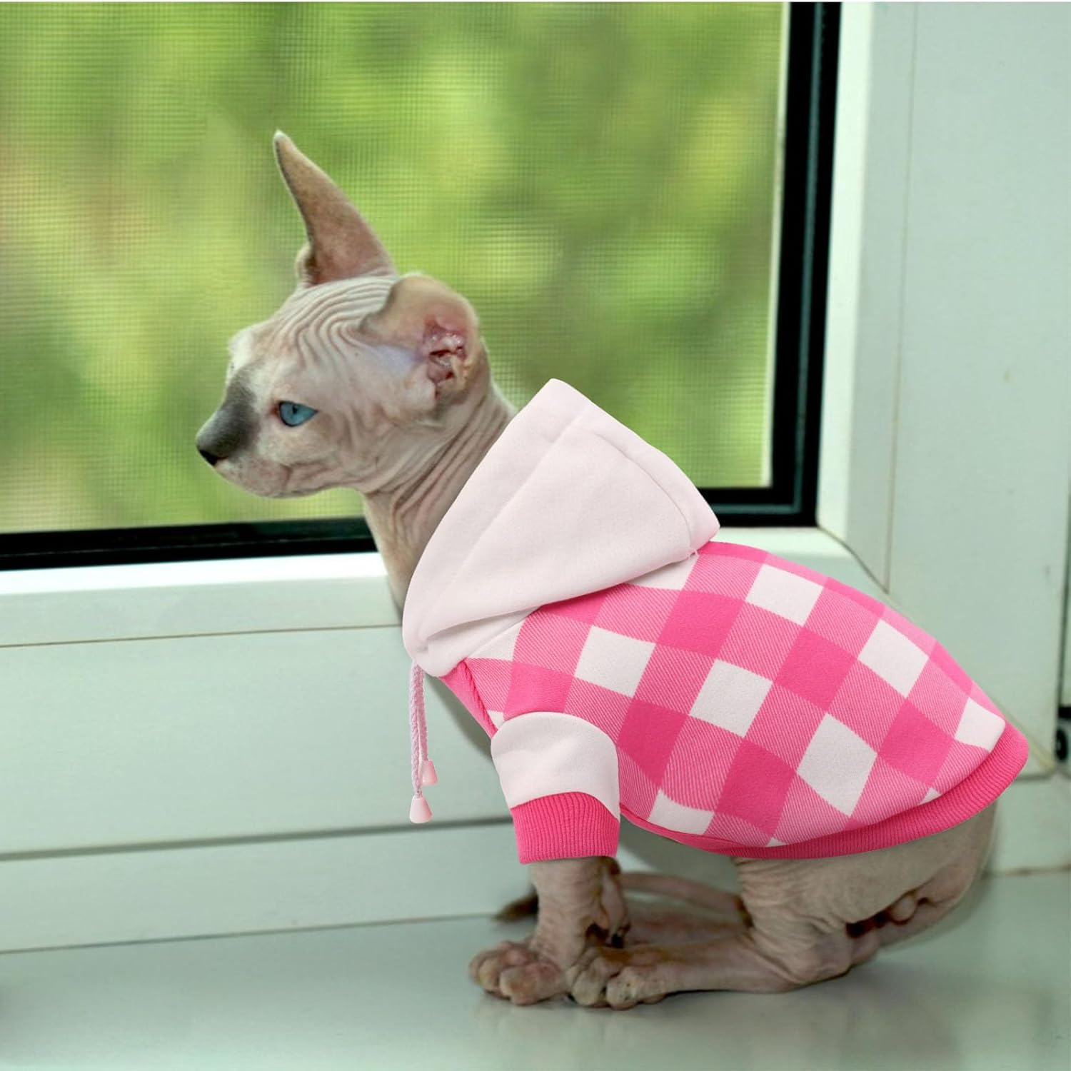 Sudadera con capucha a cuadros para perro, sudadera suave para perro, sudaderas con capucha de forro polar cálido para perros pequeños, suéteres con